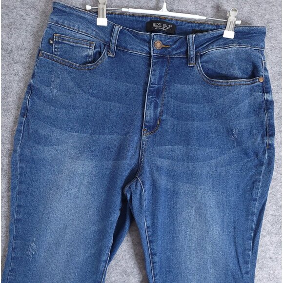 JUDY BLUE 16W Flare Fit High Waist Jeans JB88172 Medium Wash Lightly Distressed - Picture 3 of 13